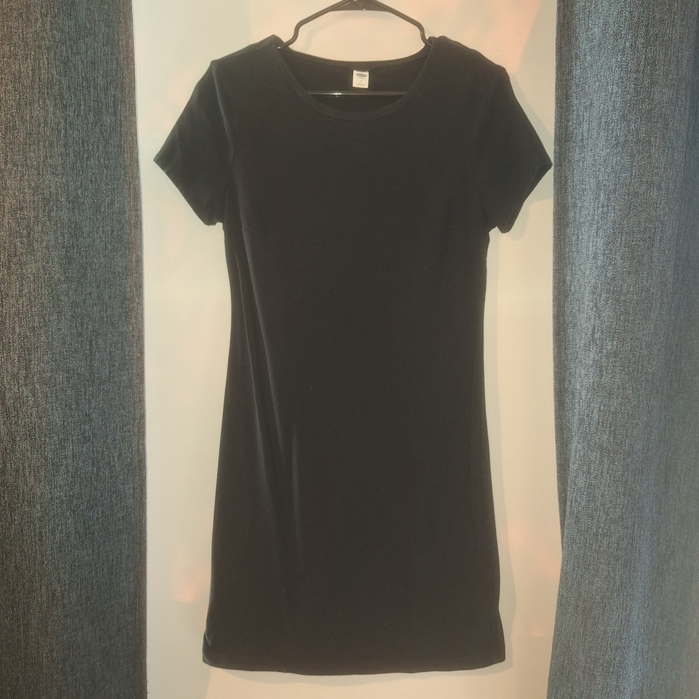 Comfy Casual Crew Neck Old Navy Black Short Sleeve M T-Shirt Dress